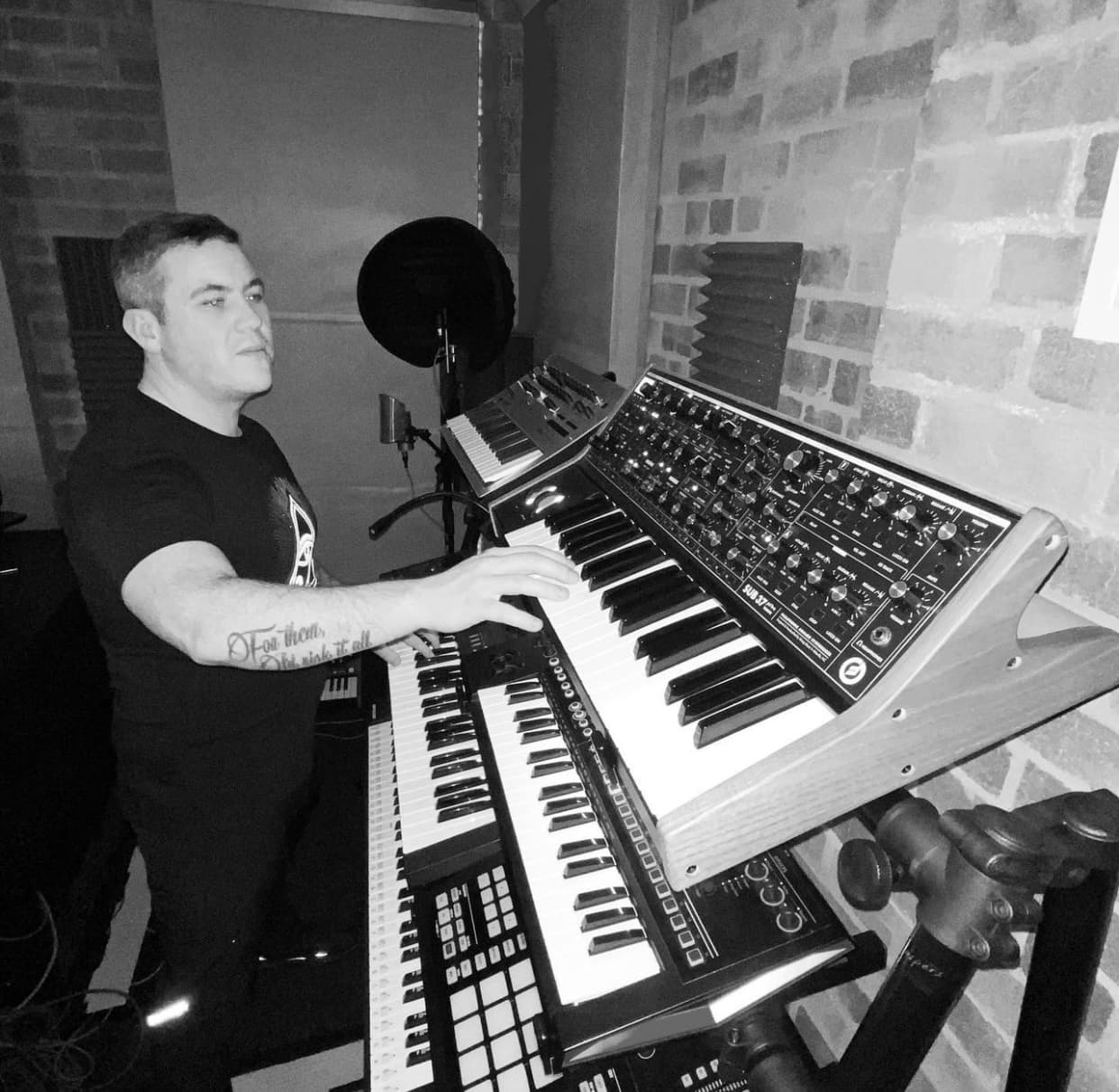 Peter Abbott, owner and in-house engineer, at a synthesiser